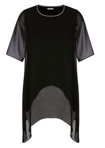 Kurzarmshirt Alba Moda "Longshirt Longshirt", Damen, Gr. 38, schwarz, Obermaterial: 95% Viskose CV. 5% Elasthan EL., Modern, figurumspielend, Shirts Kurzarmshirt