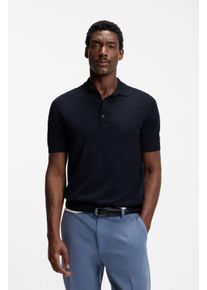 Kurzarmpullover BOSS "Nolano", Damen, Gr. XL, dunkelblau404, Strick, Obermaterial: 100% Schurwolle, unifarben, regular fit h&uuml;ftbedeckend, Rippb&uuml;ndchen, Pullover Kurzarmpullover, aus Schurwolle, Polokragen