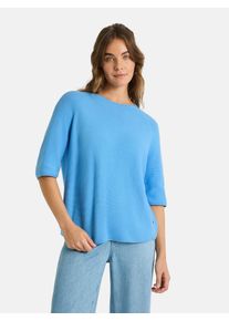 LIEBLINGSST&Uuml;CK Kurzarmpullover LIEBLINGSST&Uuml;CK "KleraEP", Damen, Gr. 46, skyblau, Strick, Obermaterial: 100% Baumwolle, clean, unifarben, h&uuml;ftlang, Rundhals, Raglan&auml;rmel Rollsaum, Pullover Kurzarmpullover, Halbarm mit Rundhals, unifarben