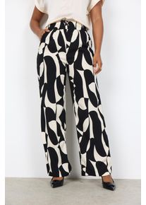 Schlupfhose soyaconcept "SC-CHANISE 3-B", Damen, Gr. XXL, N-Gr, schwarz combi, Web, Obermaterial: 100% Viskose, gemustert, lang, Hosen Schlupfhose