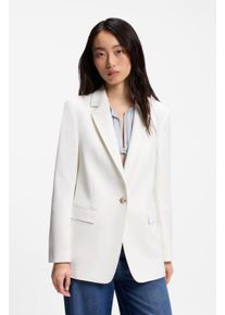 Kurzblazer BOSS Orange "Jabla Premium Damenmode", Damen, Gr. 46, open wei&szlig; 118, Cr&ecirc;pe, Obermaterial: 87% Polyester, 13% Elasthan, unifarben, tailliert h&uuml;ftbedeckend, Blazer Kurzblazer, aus knitterarmem Krepp