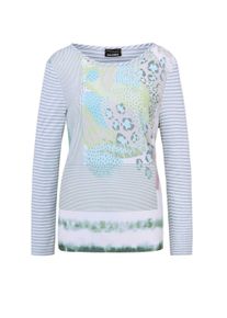 Print-Shirt GOLDNER "Kurzgr&ouml;&szlig;e Blusenshirt mit Mustermix", Damen, Gr. 25, gr&uuml;n (graugr&uuml;n, gemustert), Obermaterial: 100% Polyester PES., Sonstiges, Shirts Print-Shirt, keine/nicht relevant