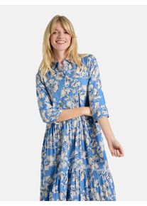 LIEBLINGSST&Uuml;CK Sommerkleid LIEBLINGSST&Uuml;CK "RorabethL", Damen, Gr. 40, N-Gr, air blau, Web, Obermaterial: 100% Viskose, gebl&uuml;mt, gemustert, lang, angesetztes B&uuml;ndchen, Kleider Sommerkleid, mit Hemblusenkragen, 3/4-&Auml;rmel