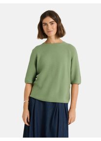 LIEBLINGSST&Uuml;CK Kurzarmpullover LIEBLINGSST&Uuml;CK "KleraEP", Damen, Gr. 40, garden gr&uuml;n, Strick, Obermaterial: 100% Baumwolle, clean, unifarben, h&uuml;ftlang, Rundhals, Raglan&auml;rmel Rollsaum, Pullover Kurzarmpullover, Halbarm mit Rundhals, unifarben