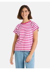 LIEBLINGSST&Uuml;CK T-Shirt LIEBLINGSST&Uuml;CK "TaraEP", Damen, Gr. XS, lovely pink, Single Jersey, Obermaterial: 100% Baumwolle, gemustert, gestreift, mehrfarbig, h&uuml;ftlang, Rundhals, Raglan&auml;rmel, Shirts T-Shirt, aus reiner Baumwolle, im Streifendesign