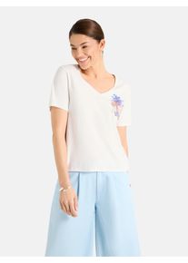 LIEBLINGSST&Uuml;CK T-Shirt LIEBLINGSST&Uuml;CK "VictoriaL", Damen, Gr. XS, sanftes wei&szlig;, Single Jersey, Obermaterial: 100% Baumwolle, bedruckt, regular fit normal, V-Ausschnitt, Shirts T-Shirt, mit V-Ausschnitt, bedruckt