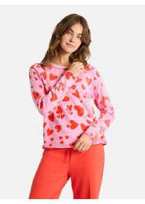 LIEBLINGSST&Uuml;CK Rundhalspullover LIEBLINGSST&Uuml;CK "LiloL", Damen, Gr. 46, rosa orange, Feinstrick, Obermaterial: 95% Baumwolle, 5% Kaschmir, gemustert, mehrfarbig, regular fit h&uuml;ftlang, Rundhals, Raglan&auml;rmel Rollkante, Pullover Rundhalspullover, gemustert, Rundhalsausschnitt