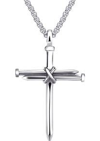 Kette mit Anh&auml;nger Firetti "Schmuck Geschenk Edelstahl Halsschmuck Halskette Venezianerkette Kreuz", silber (edelstahlfarben), Halsketten, Damen, Edelstahl, L: 55, Kette mit Anh&auml;nger