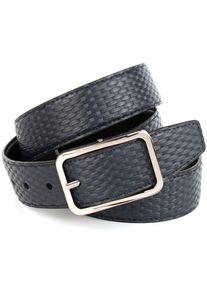 Lederg&uuml;rtel Anthoni Crown, Damen, Gr. 110, schwarz, Leder, gemustert, unifarben, G&uuml;rtel Lederg&uuml;rtel, Wendeg&uuml;rtel mit silberfarbener Dornschlie&szlig;e