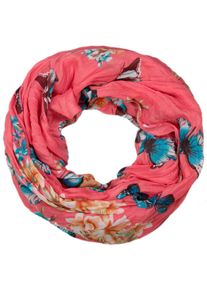 Loop styleBREAKER "Loop mit Schmetterling Blumen Print", Damen, rot (koralle), Obermaterial: 100% Viskose CV., Modisch, Modet&uuml;cher Loop