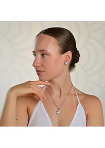 Adelia&acute;s Gliederkette ADELIA&acute;S "Damen Halskette aus Edelstahl mit Perlmutt 45+5" Gr. 50, silber, Halsketten, Damen, Edelstahl, Gliederkette