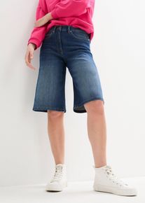 bonprix Jeans Bermuda High Waist Bequembund, blau, Gr.52, Moderne Long-Stretch-Bermuda umspielt mit weiter Passform locker die Figur, 82% Baumwolle