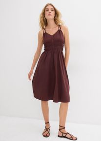 bonprix Tr&auml;gerkleid aus reiner Bio-Baumwolle, braun, Gr.42, Kleid mit gekreuzten Tr&auml;gern im R&uuml;cken und Smoke-Details, 100% Baumwolle (organic)