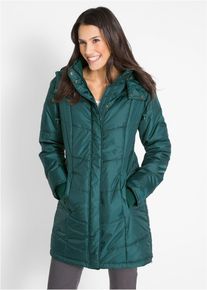 bonprix Long-Steppjacke wattiert mit Kragen und Kapuze, petrol, Gr.38, Funktionale figurumschmeichelnde Long-Steppjacke mit abnehmbarer Kapuze
