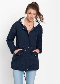 bonprix Parka mit Teddy-Futter, blau, Gr.54, Trendy &Uuml;bergangsjacke mit vielen Details