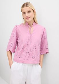 bonprix Kurze Tunikabluse mit Lochstickerei, rosa, Gr.50, schicke Tunika Bluse aus Baumwoll-Mix, 97% Baumwolle