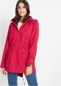 bonprix Parka, rot, Gr.46, L&auml;ssiger Parka mit abnehmbarer Kapuze, hinten etwas l&auml;nger geschnitten, 58% Polyester