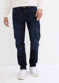 bonprix Slim Fit Cargo-Stretch-Jeans Straight, blau, Gr.52, Cool gewaschene Cargo-Stretchjeans Slim Fit Straight, 98% Baumwolle