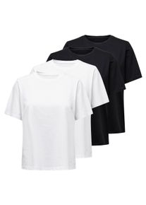 T-Shirt Only "T-Shirt ONLOnly TEE 4P 4er Pack", Damen, Gr. XS, wei&szlig;, schwarz, Obermaterial: 100% Baumwolle CO., Shirts T-Shirt