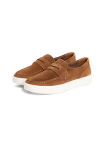 Loafer Tommy Hilfiger "MODERN LIGHT HYBRID SUEDE LOAFER", Damen, Gr. 46, braun, Veloursleder, Schuhe Loafer, Businessschuh, Slipper, Schl&uuml;pfschuh, mit modischem Zierriegel