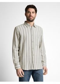 Langarmhemd Tom Tailor, Damen, Gr. XL, N-Gr, gree wei&szlig; big stripe, Web, Obermaterial: 100% Baumwolle, gestreift, regular fit normal, Manschette, Hemden Langarmhemd, mit Brust Tasche