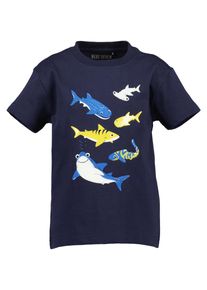 T-Shirt Blue Seven, M&auml;dchen, Gr. 98, ultramarin, Single Jersey, Obermaterial: 100% Baumwolle, bedruckt, unifarben, Basic normal, Rundhals, Shirts T-Shirt