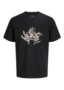 Jack & Jones T-Shirt JACK & JONES "JORMONTAUK ELEMENT TEE SS CREW NECK", Damen, Gr. S, schwarz, Jersey, Obermaterial: 100% Baumwolle, bedruckt, regular fit normal, Rundhals, Shirts T-Shirt