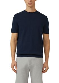 T-Shirt s.Oliver, Damen, Gr. XL, navy, Strick, Obermaterial: 100% Baumwolle, unifarben, regular fit normal, Rundhals, Shirts T-Shirt, mit Leinen Anteil