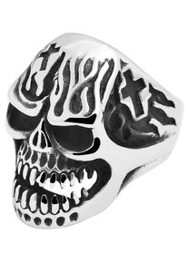Adelia&acute;s Fingerring ADELIA&acute;S "Herren Ring Totenkopf aus Edelstahl" Gr. 76, silber, Fingerringe, Herren, 76, Edelstahl, Fingerring