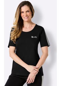 Kurzarmshirt feel good "Shirt", Damen, Gr. 52/54, schwarz, steingrau, 95% Baumwolle, 5% Elasthan, unifarben, Shirts Kurzarmshirt