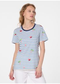 T-Shirt Ragwear "MINTTA STRIPES", Damen, Gr. M, night blau, Jersey, Obermaterial: 100% Baumwolle, gestreift, normal, Rundhals, Shirts T-Shirt, Klassischer Fit mit Streifen und Allover-Print