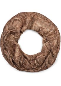Loop styleBREAKER "Loop Schal Glitzer Schlangen Muster", Damen, braun (hellbraun), Obermaterial: 50% Viskose CV. 50% Polyester PES., Modisch, Modet&uuml;cher Loop