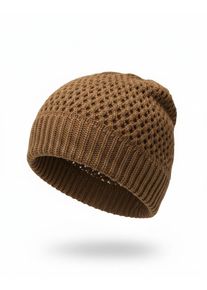 Strickm&uuml;tze styleBREAKER "Strick Beanie M&uuml;tze mit Loch Muster", Damen, braun (cognac), Obermaterial: 100% Viskose CV., Modisch, M&uuml;tzen Strickm&uuml;tze