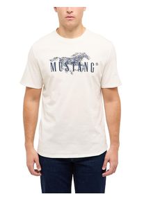 T-Shirt Mustang "Austin-Logoprint", Damen, Gr. L, cannoli cream, Jersey, Obermaterial: 100% Baumwolle, bedruckt, normal normal, Rundhals, Shirts T-Shirt, Regular fit