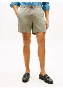 Shorts Tommy Hilfiger "DOVER POPLIN", Damen, Gr. 30, N-Gr, hydrogen grau, Web, Obermaterial: 98% Baumwolle, 2% Elasthan, regular fit kniefrei, Hosen Shorts, aus Paper-Touch-Baumwolle, elastischer Bund