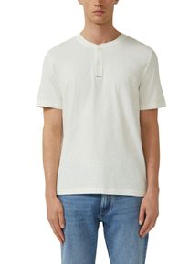 Poloshirt s.Oliver, Herren, Gr. XL, ecru, Single Jersey, Obermaterial: 100% Baumwolle, gerade h&uuml;ftbedeckend, ohne Ausschnitt, Shirts Poloshirt