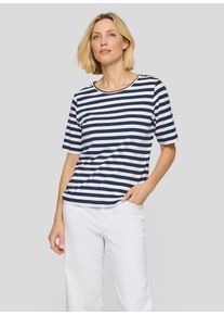 Rundhalsshirt Rabe, Damen, Gr. 52, pazifik, Jersey, Obermaterial: 92% Baumwolle, 8% Elasthan, geringelt, gestreift, normal h&uuml;ftbedeckend, Rundhals, Shirts Rundhalsshirt, im Streifen-Look, Halbarm