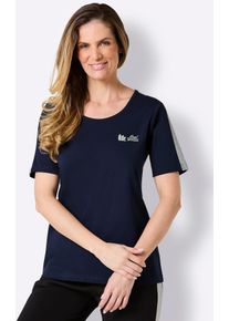 Kurzarmshirt feel good "Shirt", Damen, Gr. 52/54, marine, steingrau, 95% Baumwolle, 5% Elasthan, unifarben, Shirts Kurzarmshirt