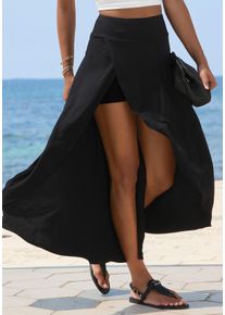 Maxirock Lascana, Damen, Gr. 38, schwarz, Jersey, Obermaterial: 95% Viskose, 5% Elasthan, unifarben, figurumspielend kn&ouml;chellang, R&ouml;cke Maxirock, mit integrierter Radler Shorts