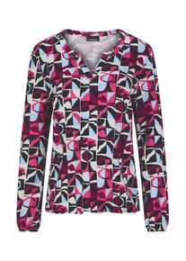 Print-Shirt GOLDNER "Druckshirt aus Viskose mit Rundhals", Damen, Gr. 46, pink (pink, gemustert), Obermaterial: 95% Viskose CV. 5% Elasthan EL., Shirts Print-Shirt, Grafisches Dessin