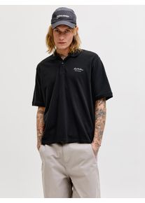 Jack & Jones Poloshirt JACK & JONES "JJEARCHIVE GRAPHIC POLO SS LN", Herren, Gr. L, schwarz, Jersey, Obermaterial: 100% Baumwolle, unifarben, Shirts Poloshirt, mit Polokragen