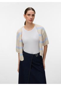 V&eacute;ro Moda Strickjacke VERO MODA "VMMAYBE 2/4 OPEN CARDIGAN NOOS", Herren, Gr. XS, birch stripes:cashmere blau, parfait pink, Strick, Obermaterial: 100% Polyester, gestreift, normal, V-Ausschnitt, Strickjacken Strickjacke, Kunstfaser