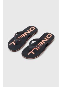 O`Neill Zehentrenner O'NEILL "PROFILE LOGO SANDALS", Herren, Gr. 47, schwarz out 2, Synthetik, Schuhe Zehentrenner, Sommerschuh, Sandale, Schlappen, mit Gummilaufsohle