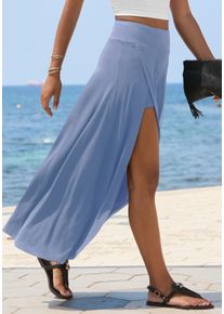 Maxirock Lascana, Damen, Gr. 40, rauchblau, Jersey, Obermaterial: 95% Viskose, 5% Elasthan, unifarben, figurumspielend kn&ouml;chellang, R&ouml;cke Maxirock, mit integrierter Radler Shorts