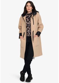 Wollmantel Sportalm KITZB&Uuml;HEL, Damen, Gr. 34, beige schwarz, Web, Obermaterial: 60% Wolle, 31% Polyester, 9% Polyamid, unifarben mit Farbeinsatz, regular fit knielang, Rundhals, eingesetzt angesetztes B&uuml;ndchen, M&auml;ntel Wollmantel, mit Kontrasteins&auml;tzen