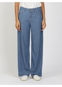 Weite Jeans Gang "94CARLOTTA", Damen, Gr. 32, N-Gr, midblau, Denim/Jeans, Obermaterial: 67% Baumwolle, 33% Lyocell, weit lang, Jeans Weite Jeans, Light Denim, mit Lyocell