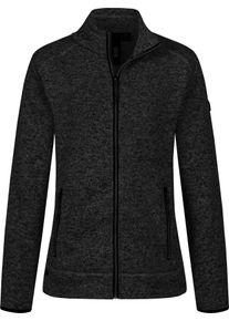 Strickfleecejacke DEPROC Active "KIRKVALE X WOMEN", Damen, Gr. 44L, grau (asphalt), 100% Polyester, bequem, gerader Abschluss mit Gummizug, Jacken Strickfleecejacke, auch in Gro&szlig;en Gr&ouml;&szlig;en erh&auml;ltlich