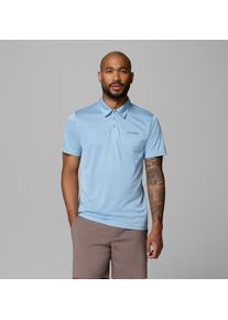 Poloshirt Columbia, Herren, Gr. M (48), ripple blau heather, Obermaterial: 100% Polyester, Shirts Poloshirt, lockere Passform, Kurzarm, f&uuml;r Wanderungen und aktive Freizeit