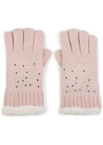 Strickhandschuhe styleBREAKER "Strickhandschuhe mit Strass und Fleece", Damen, rosa (rose), Obermaterial: 65% Polyacryl PAN. 35% Wolle WO., Modisch, Handschuhe Strickhandschuhe