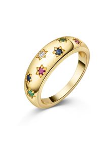 Fingerring Firetti "Schmuck Geschenk Silber 925 Damenring Ring Blumen" Gr. 56, gelbgoldfarben, rot, dunkelblau, gr&uuml;n, wei&szlig;, Fingerringe, Damen, 56, Silber 925 (Sterlingsilber), 4,4mm, Fingerring, mit Rubin, Saphir, Smaragd, Wei&szlig;topas